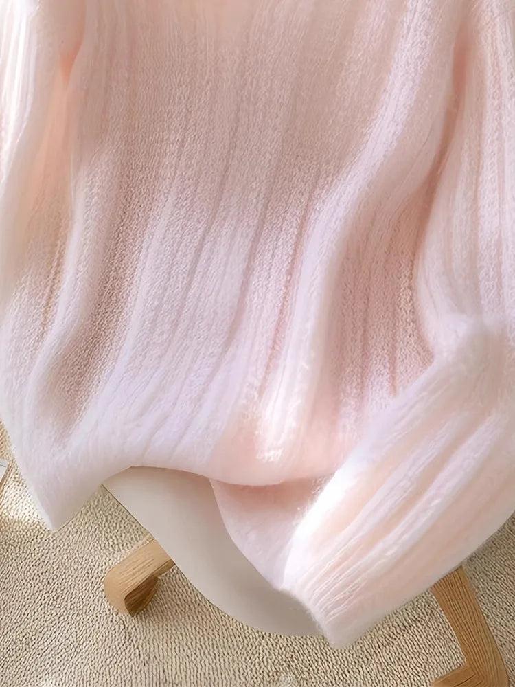 Pink Long Sleeve Plain Sweater