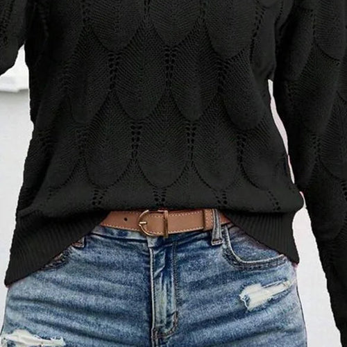 Black Plain Long Sleeve Sweater