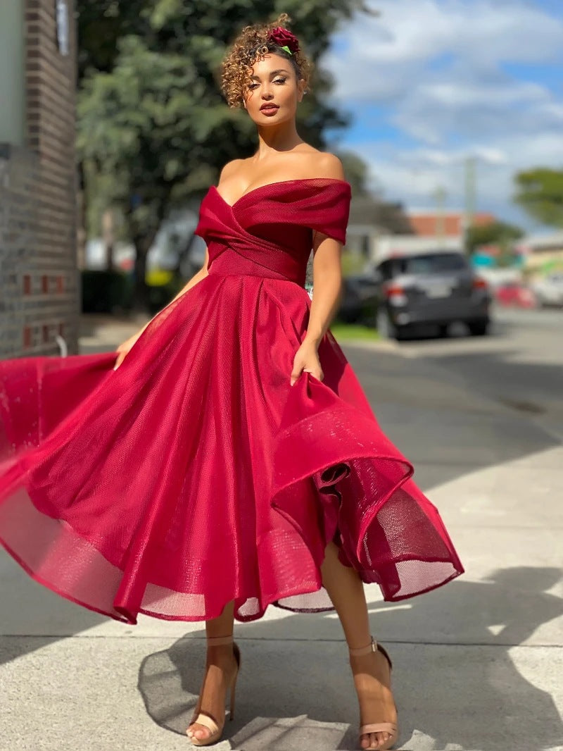 Stylish Off-Shoulder Bridesmaid Dress