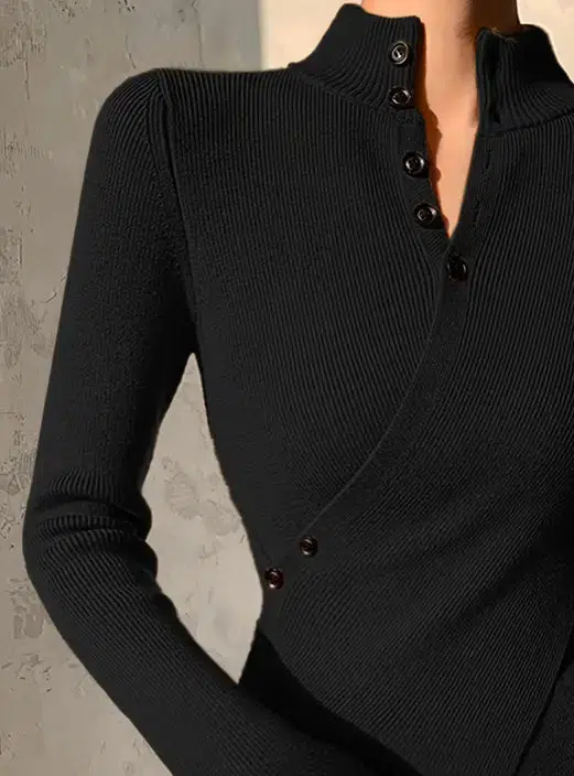 Modern Black Plain V-Neck Sweater