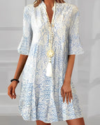 Patterned Short-Sleeve Dress