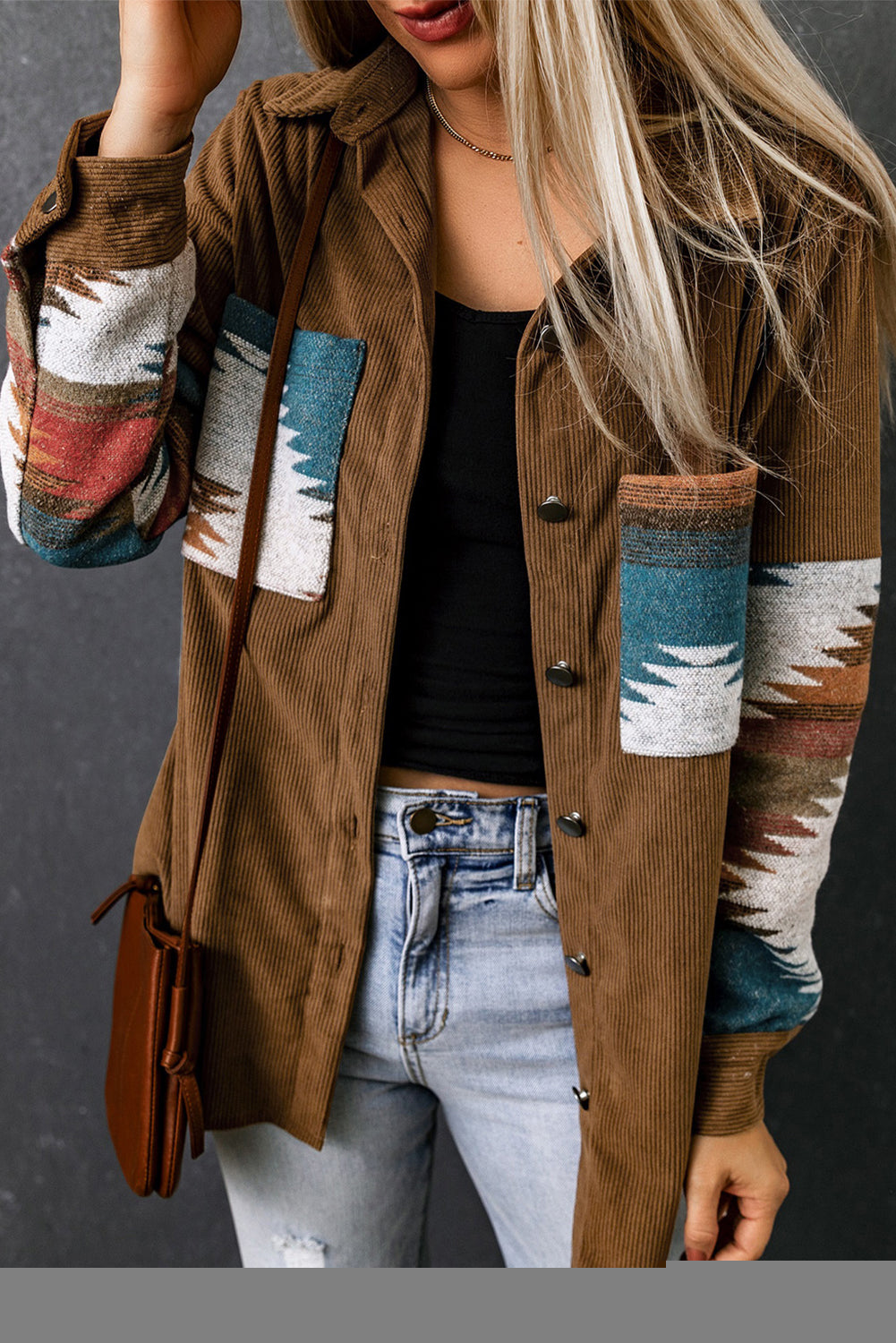 Aztec Print Corduroy Jacket