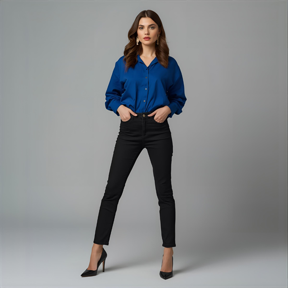 AZURINA | Blue Button-Up Shirt