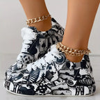 Graffiti Print Layered Sneakers for Women