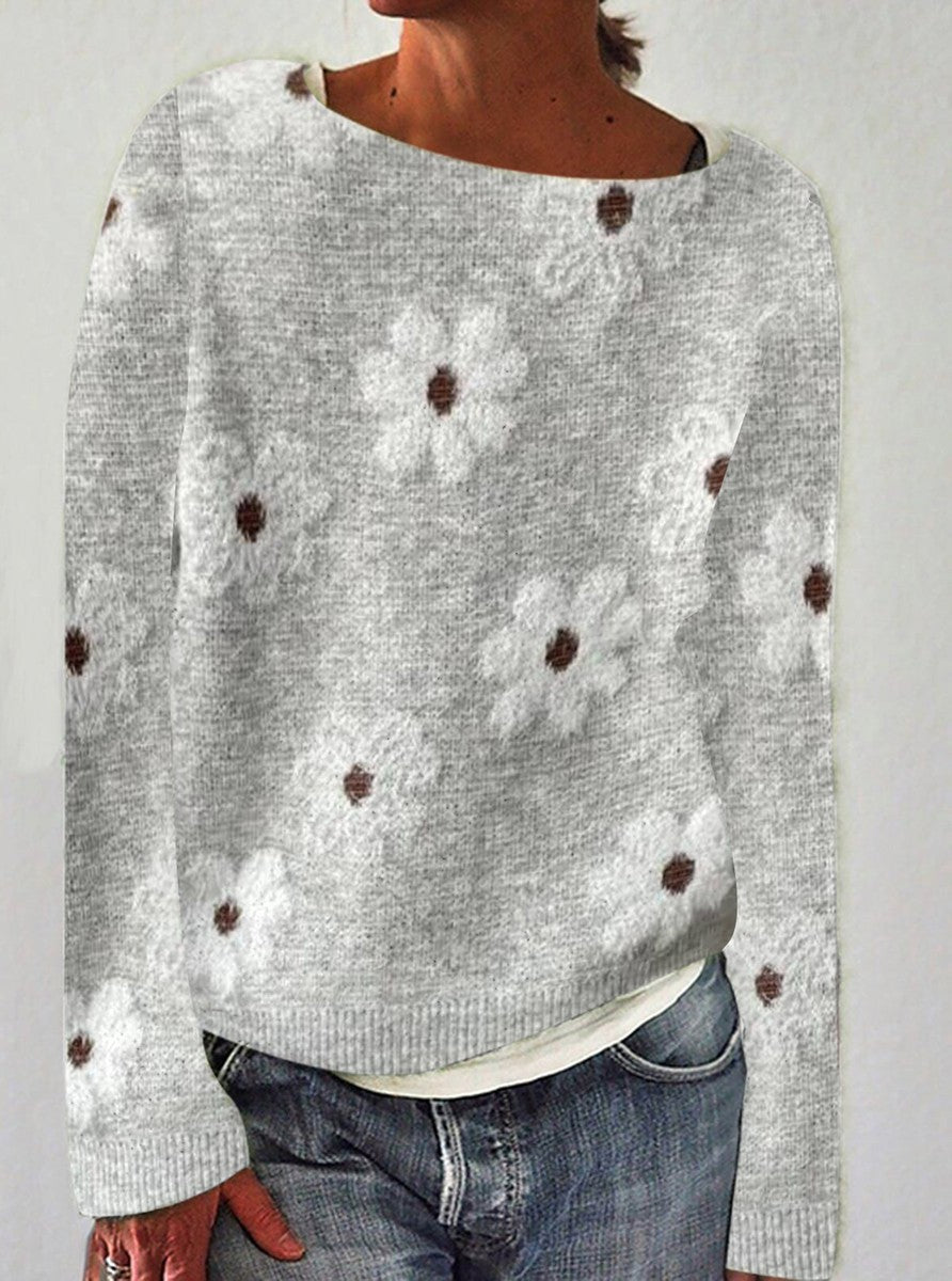 Trendy Long Sleeve Print Sweater