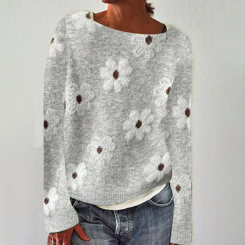 Trendy Long Sleeve Print Sweater