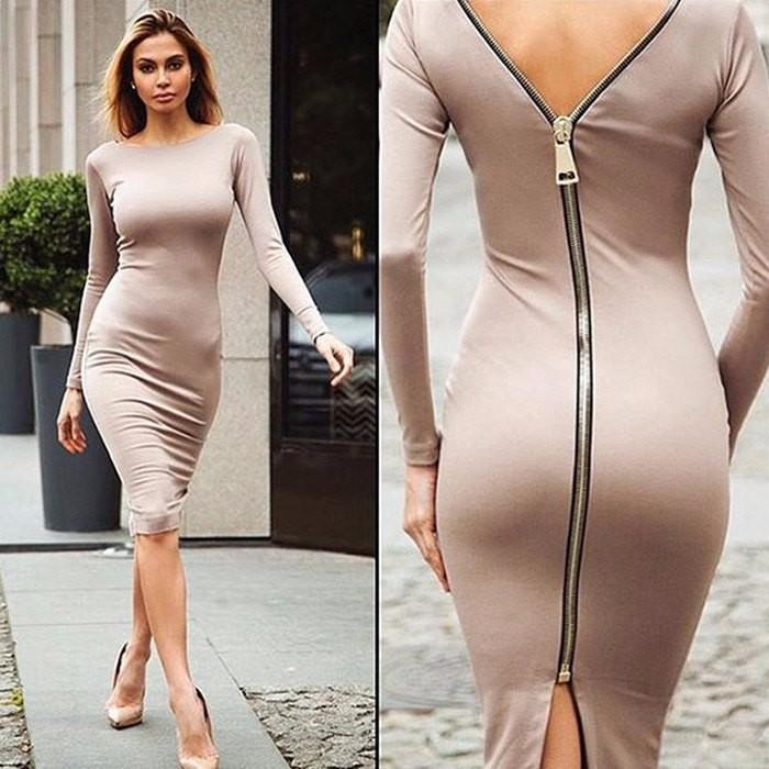 Bernadeth Elegant Bodycon Dress with Stylish Full-Length Back Zipper