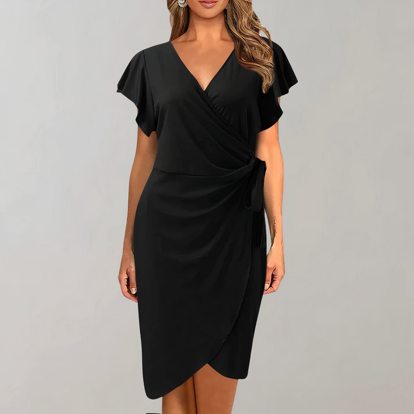 Stylish V-Neck Wrap Dress for Women - Ideal for Summer Wear
