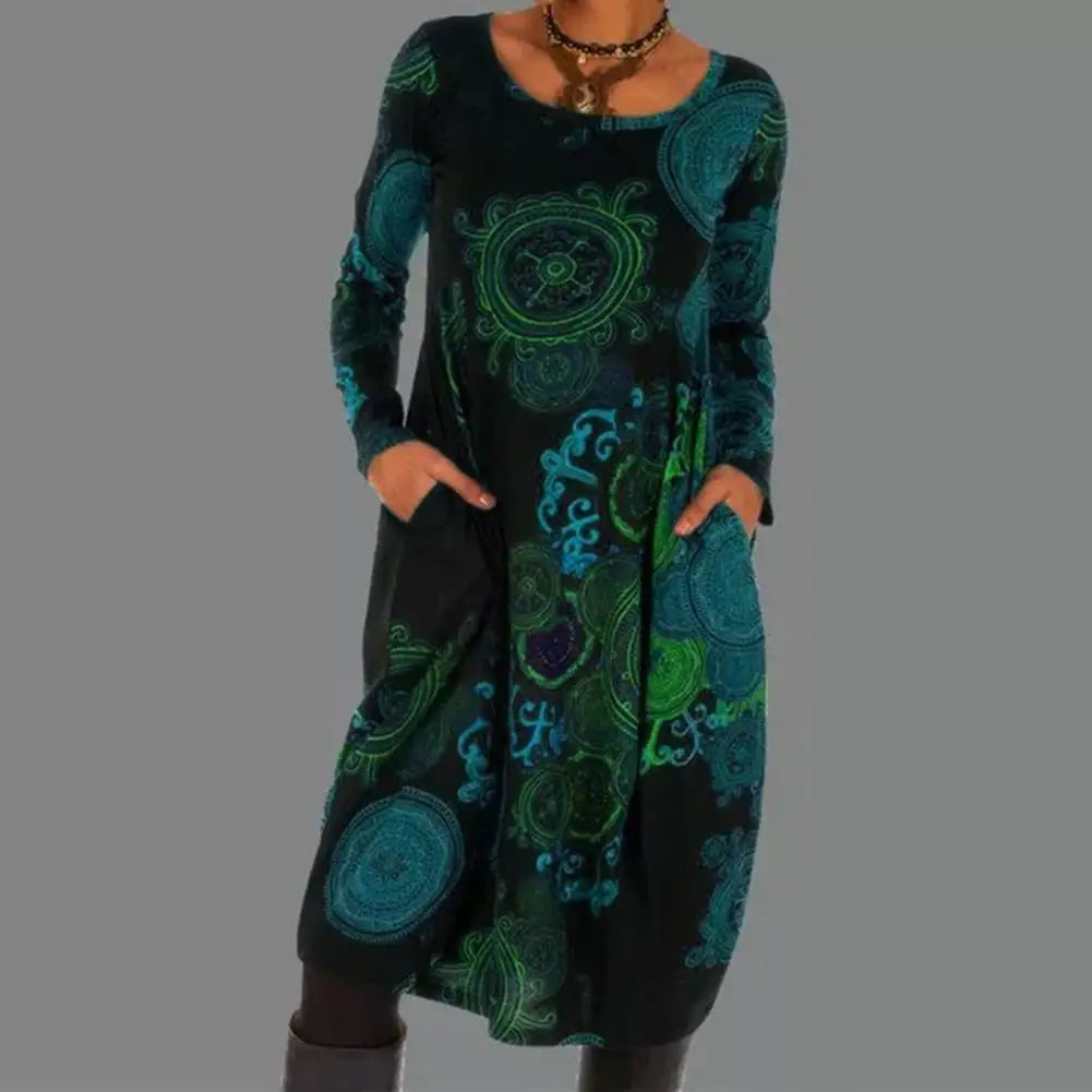 Bohemian Round Neck Dress for Women