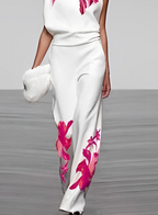 Floral Turtleneck and Wide-Leg Pant Set