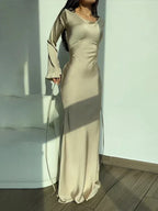 Women's Long Dress with Round Neck