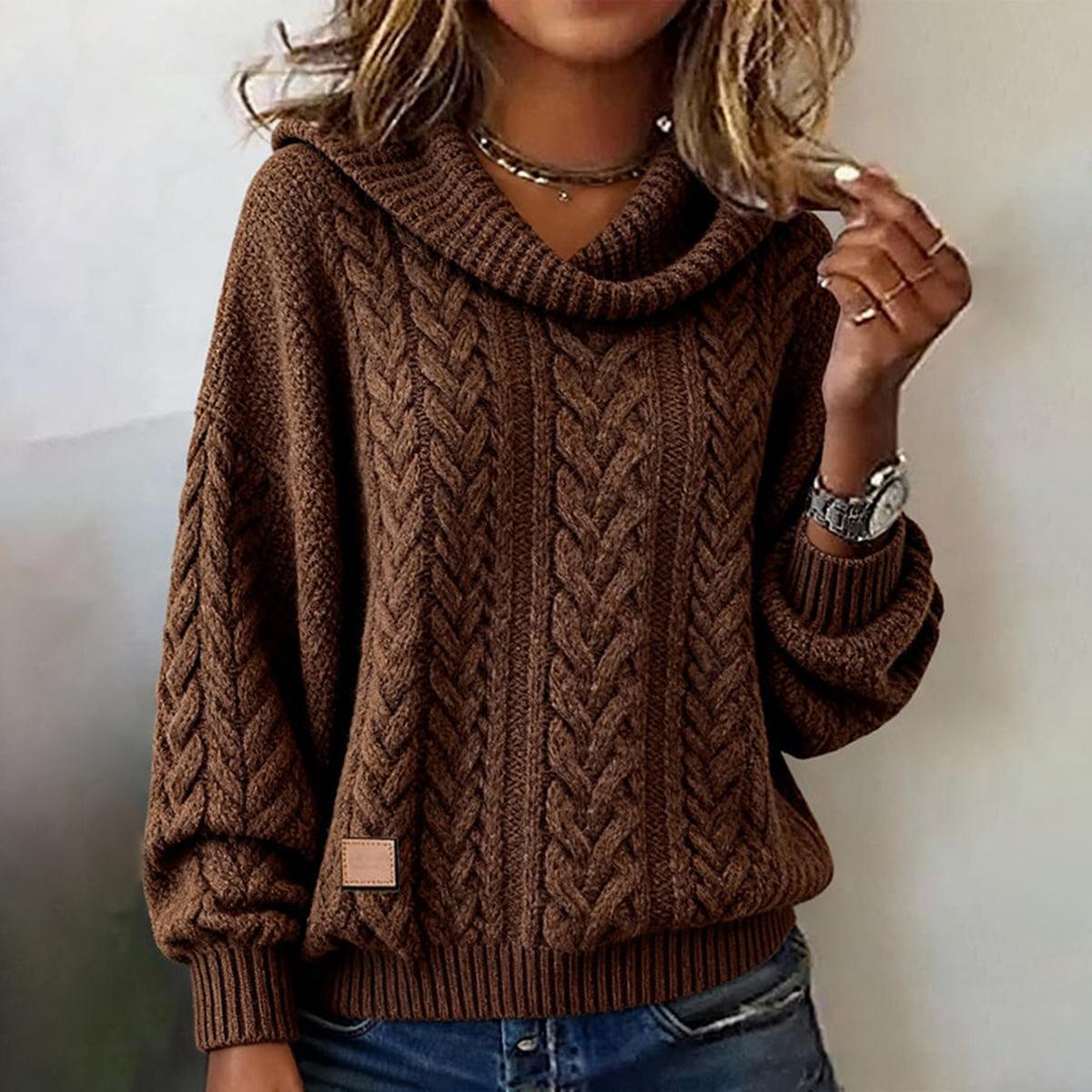 Brown Oversized  Plain Knit Sweater