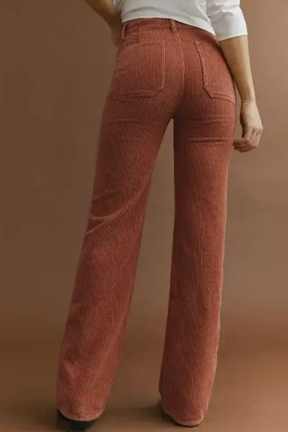 Square Pocket High-Waisted Corduroy Trousers