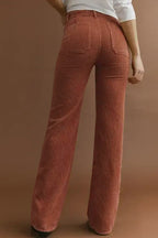Square Pocket High-Waisted Corduroy Trousers