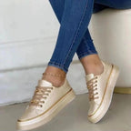 Stylish Women's Sneakers with Elegant Gold Accents