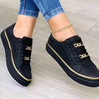 Stylish Women's Sneakers with Elegant Gold Accents