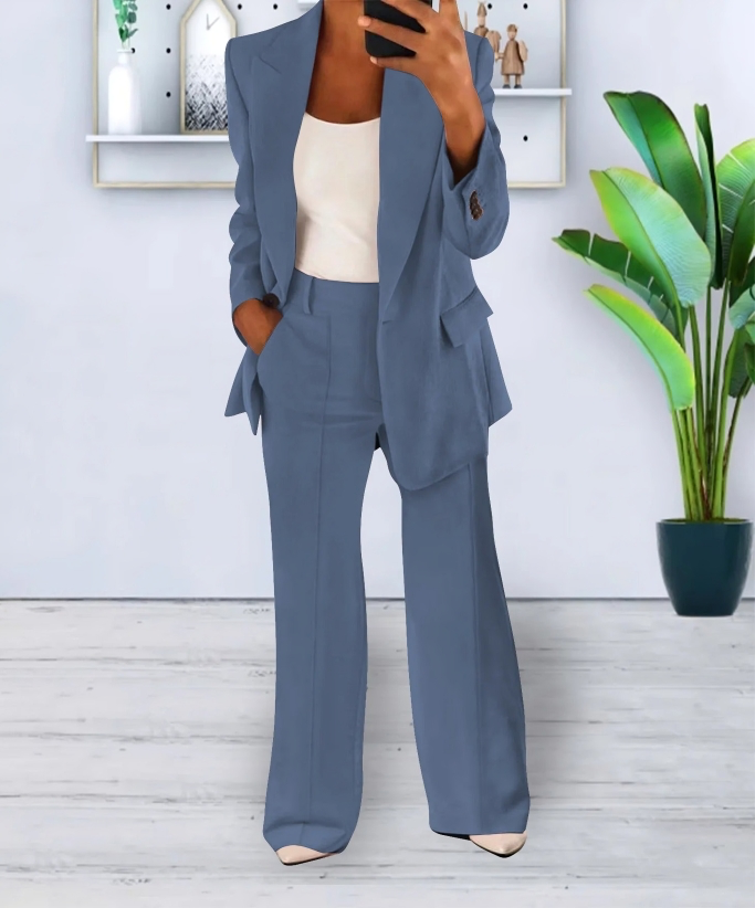 Blazer and Wide-Leg Trouser Set